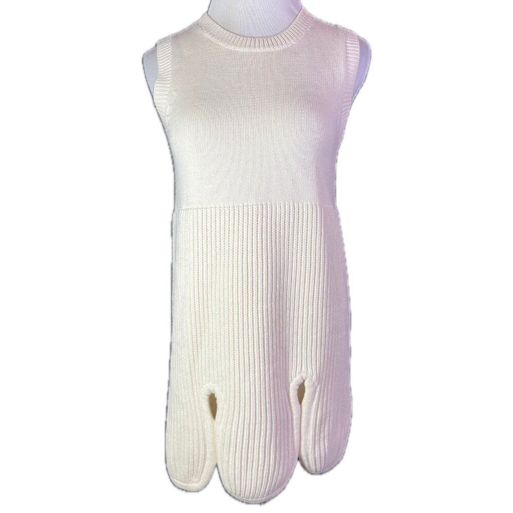 J. Ing Size S Cream Sweater Dress Sleeveless Cutouts
